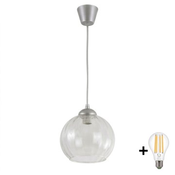 BRILAGI - LED-riippuvalaisin vaijerilla RETRO GLASS 1xE27/60W/230V Ø 25 cm hopea/kirkas