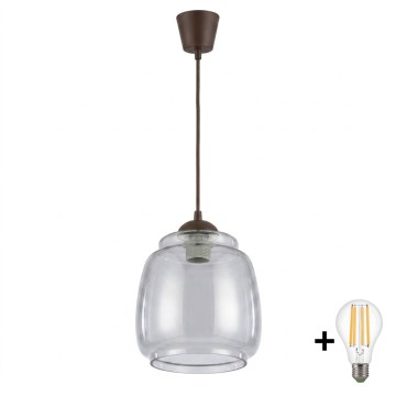 BRILAGI - LED-riippuvalaisin vaijerilla RETRO GLASS 1xE27/60W/230V Ø 26 cm ruskea/savunharmaa
