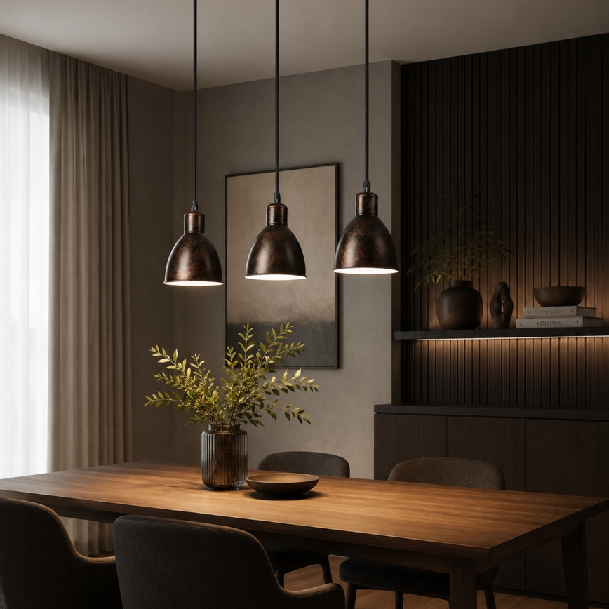 BRILAGI - LED-riippuvalaisin vaijerilla RIDDY 3xE27/60W/230V kupari/patina