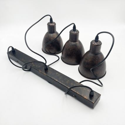 BRILAGI - LED-riippuvalaisin vaijerilla RIDDY 3xE27/60W/230V kupari/patina