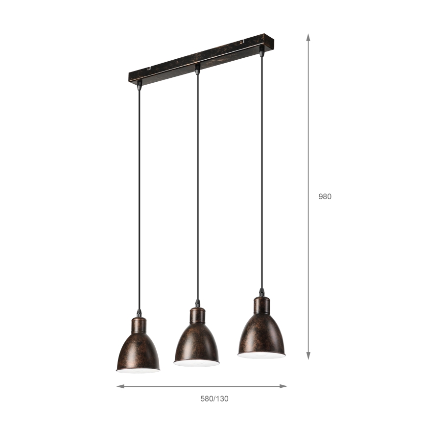 BRILAGI - LED-riippuvalaisin vaijerilla RIDDY 3xE27/60W/230V kupari/patina
