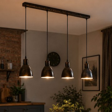 Brilagi - LED-riippuvalaisin vaijerilla RIDDY 4xE27/60W/230V kupari/patina