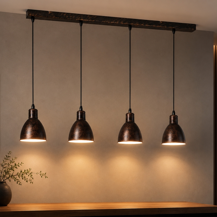 Brilagi - LED-riippuvalaisin vaijerilla RIDDY 4xE27/60W/230V kupari/patina