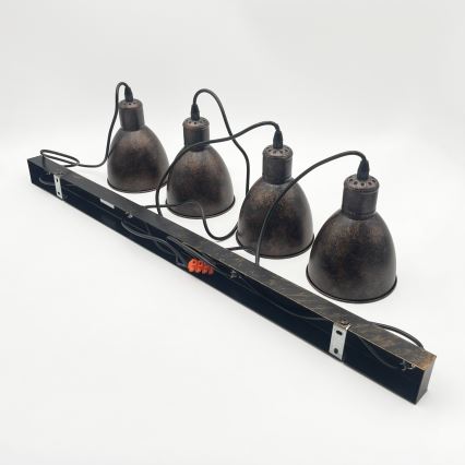 Brilagi - LED-riippuvalaisin vaijerilla RIDDY 4xE27/60W/230V kupari/patina