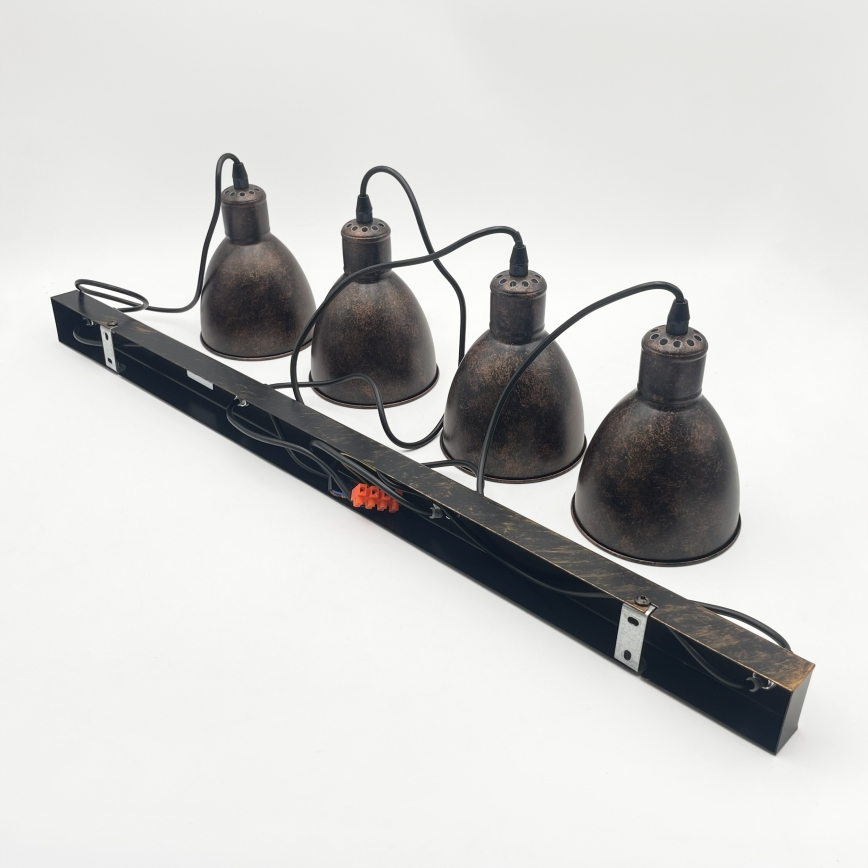Brilagi - LED-riippuvalaisin vaijerilla RIDDY 4xE27/60W/230V kupari/patina