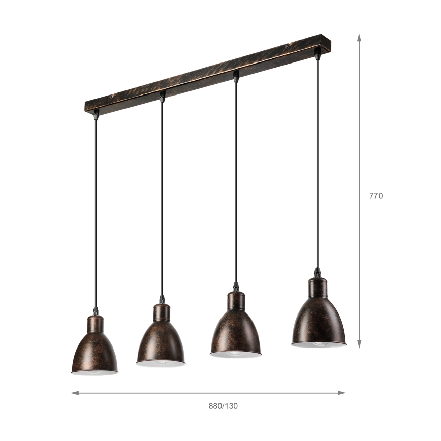 Brilagi - LED-riippuvalaisin vaijerilla RIDDY 4xE27/60W/230V kupari/patina