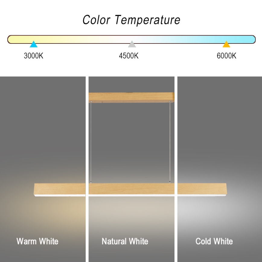 Brilagi - LED-riippuvalaisin vaijerilla SLEEKLINE LED/40W/230V 3000/4500/6000K tammi-dekori