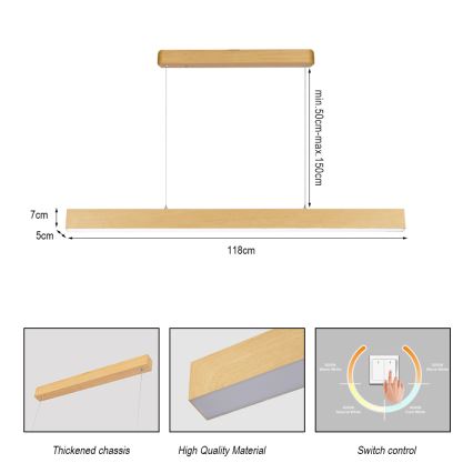 Brilagi - LED-riippuvalaisin vaijerilla SLEEKLINE LED/40W/230V 3000/4500/6000K tammi-dekori