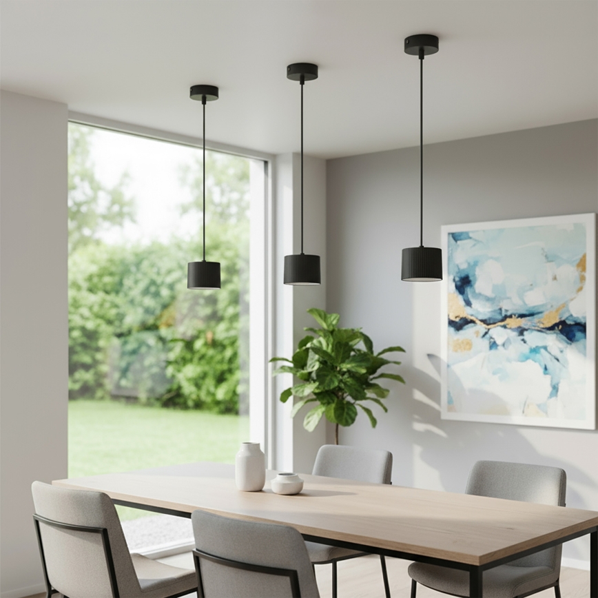 Brilagi - LED Riippuvalaisin vaijerilla STRIPY 1xGX53/15W/230V musta