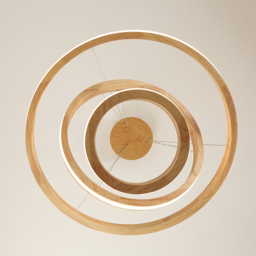 Brilagi - LED-riippuvalaisin vaijerilla UMEA WOOD LED/45W/230V halkaisija 60 cm kumipuu