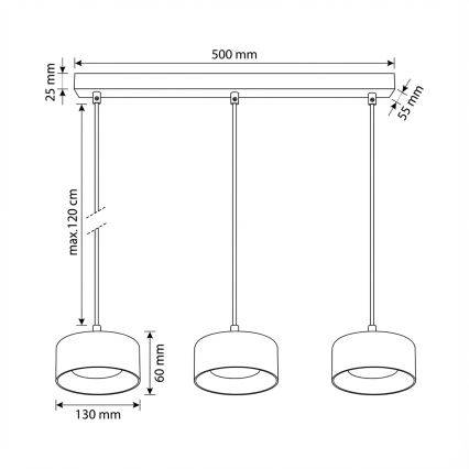 Brilagi - LED Ripustettava valaisin johdolla AURA LUX 3xGX53/30W/230V musta/savunvärinen
