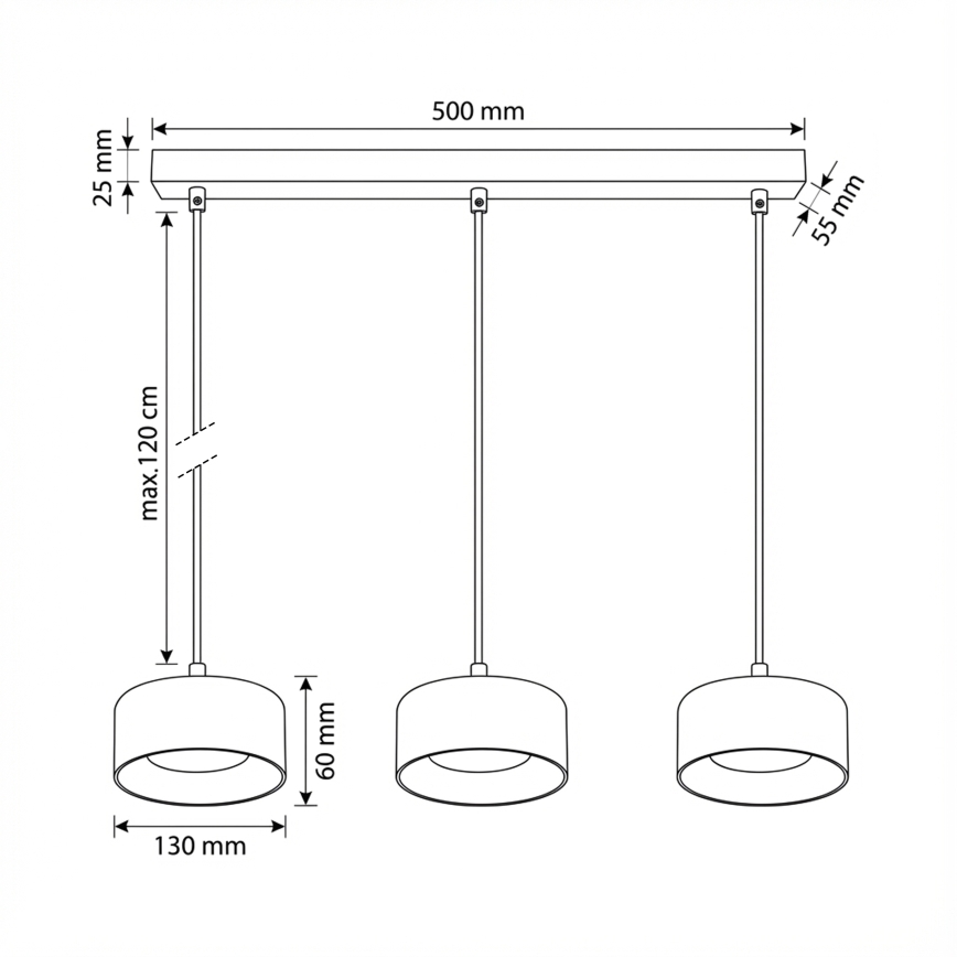 Brilagi - LED Ripustettava valaisin johdolla AURA LUX 3xGX53/30W/230V musta/savunvärinen