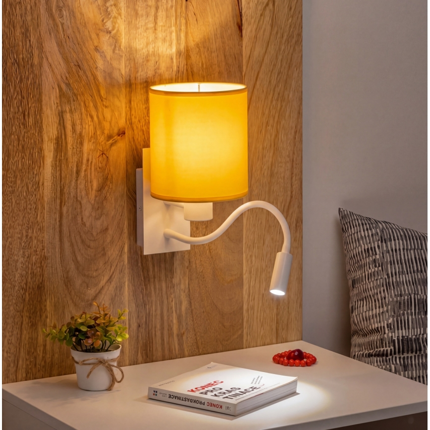 Brilagi - LED-joustava seinävalaisin NUBILA 1xE27/25W/230V + LED/3W valkoinen/keltainen