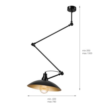 BRILAGI - LED-säädettävä varrellinen kattovalaisin IRONBEAM 1xE27/60W/230V musta