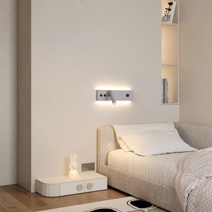 BRILAGI - NOCTIS LED-seinäspotti USB-portilla LED/3W/230V + LED/9W, beige