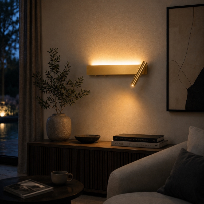 BRILAGI - LED-seinäkohdevalaisin ARLIX LED/3W/230V + LED/7W kullanvärinen CRI 90