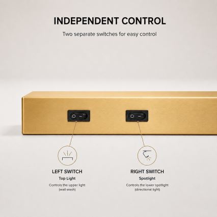 BRILAGI - LED-seinäkohdevalaisin ARLIX LED/3W/230V + LED/7W kullanvärinen CRI 90