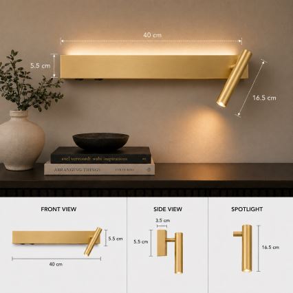 BRILAGI - LED-seinäkohdevalaisin ARLIX LED/3W/230V + LED/7W kullanvärinen CRI 90