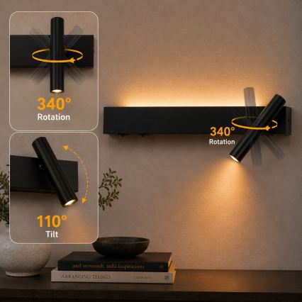 BRILAGI - LED-seinäspotti ARLIX LED/3W/230V + LED/7W musta CRI 90