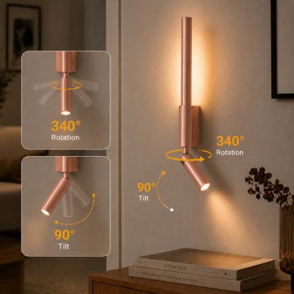 BRILAGI - VIXON LED-seinäspotti LED/3W/230V + LED/5W pronssi CRI 90