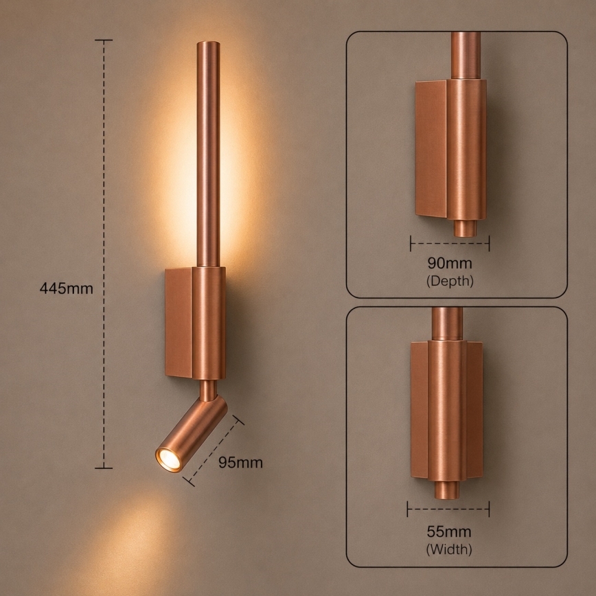 BRILAGI - VIXON LED-seinäspotti LED/3W/230V + LED/5W pronssi CRI 90