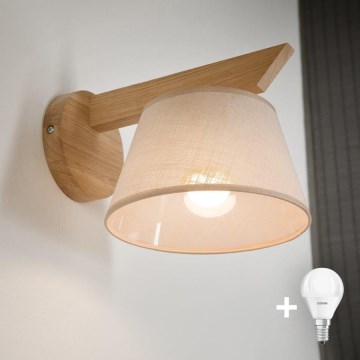 Brilagi - LED  Seinävalaisin ANTHONY 1xE14/40W/230V tammi/beige