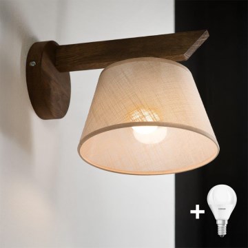 Brilagi - LED Seinävalaisin ANTHONY 1xE14/40W/230V tammi-pähkinä/beige