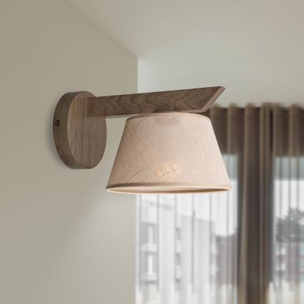 Brilagi - LED Seinävalaisin ANTHONY 1xE14/40W/230V tammi-pähkinä/beige