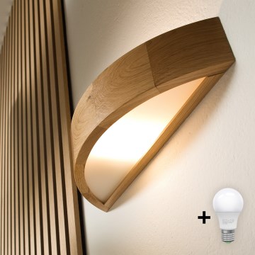 Brilagi - LED-seinävalaisin CARVALHO 1xE27/15W/230V tammi