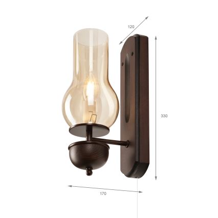 Brilagi - LED Seinävalaisin COTTAGE 1xE14/40W/230V pyökki/ruskea