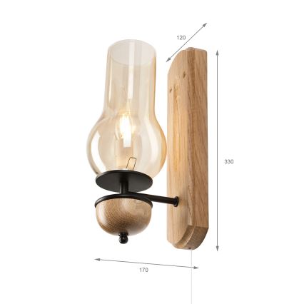 Brilagi - LED Seinävalaisin COTTAGE 1xE14/40W/230V tammi/ruskea