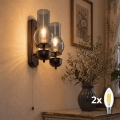 BRILAGI - LED-seinävalaisin COTTAGE 2xE14/40W/230V pyökki/savunharmaa