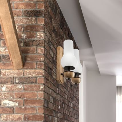 Brilagi - LED Seinävalaisin COTTAGE 2xE14/40W/230V tammi/valkoinen