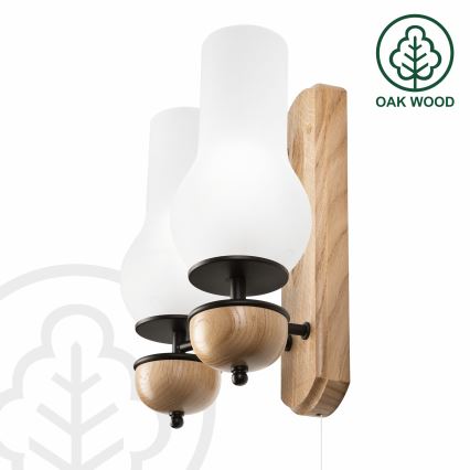 Brilagi - LED Seinävalaisin COTTAGE 2xE14/40W/230V tammi/valkoinen