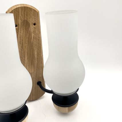 Brilagi - LED Seinävalaisin COTTAGE 2xE14/40W/230V tammi/valkoinen