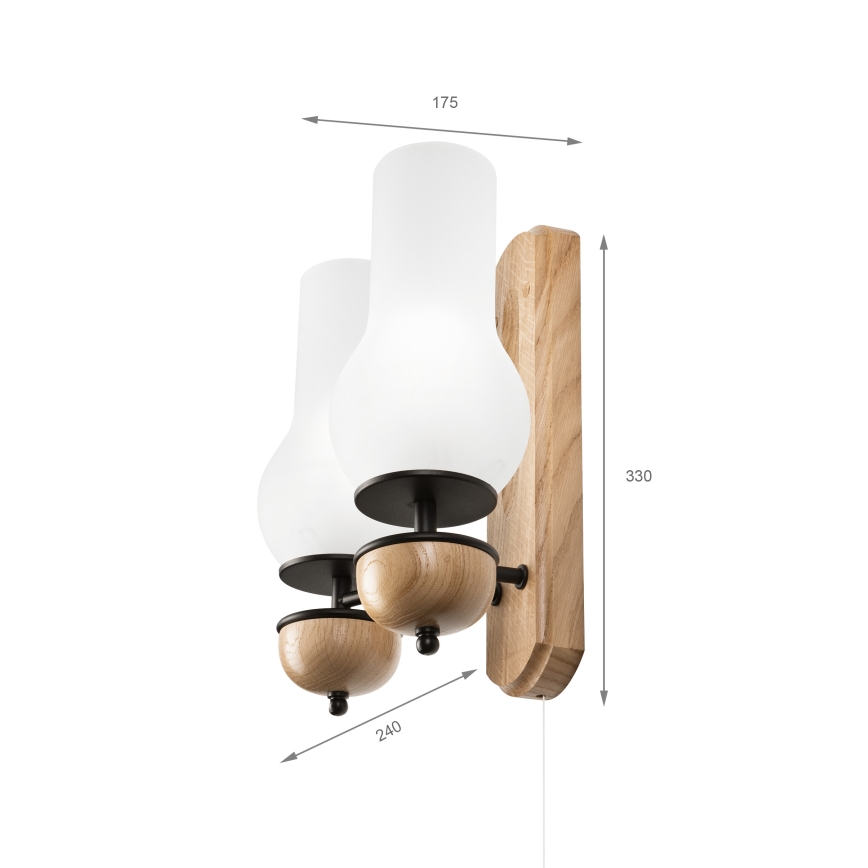 Brilagi - LED Seinävalaisin COTTAGE 2xE14/40W/230V tammi/valkoinen
