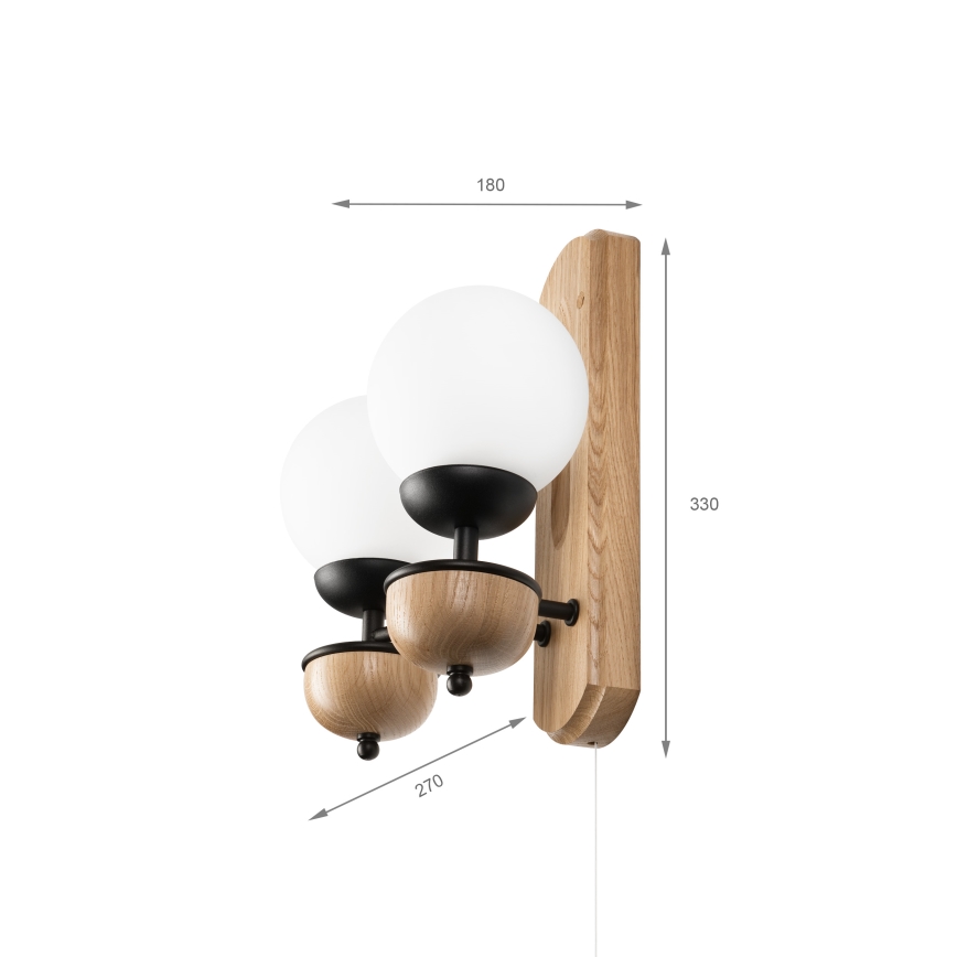 Brilagi - LED Seinävalaisin COTTAGE 2xG9/40W/230V tammi/valkoinen