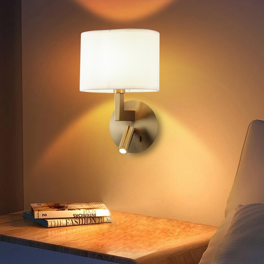 Brilagi - LED-seinävalaisin DAYA 1xE14/40W/230V + LED/3W valkoinen/mattakromi