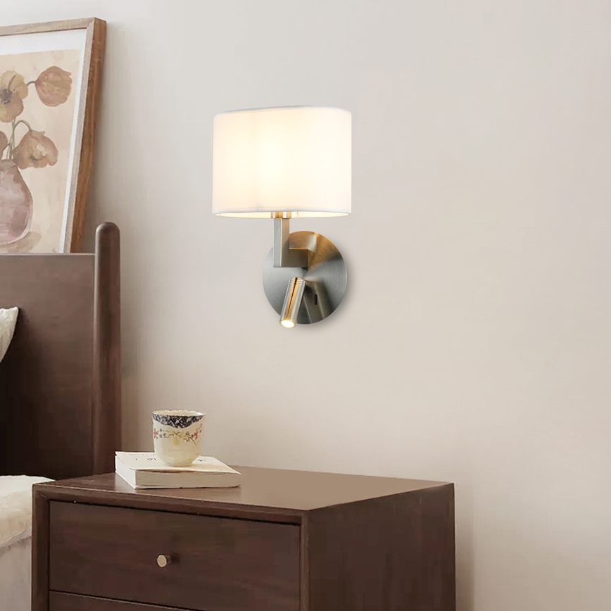 Brilagi - LED-seinävalaisin DAYA 1xE14/40W/230V + LED/3W valkoinen/mattakromi