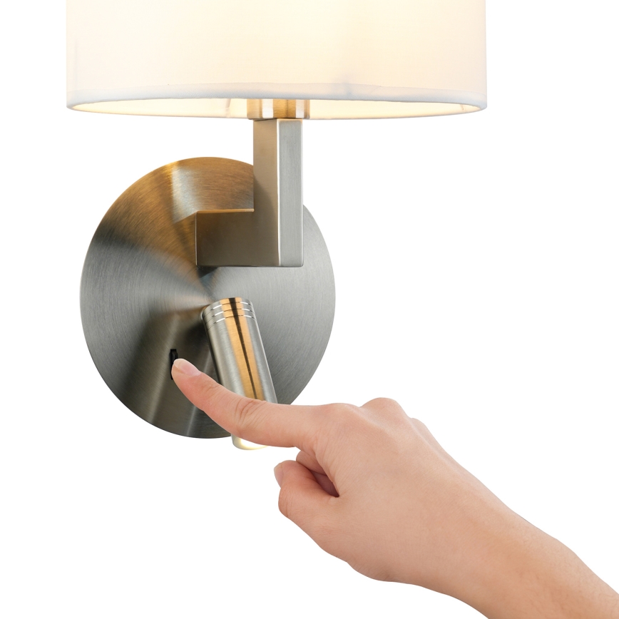 Brilagi - LED-seinävalaisin DAYA 1xE14/40W/230V + LED/3W valkoinen/mattakromi