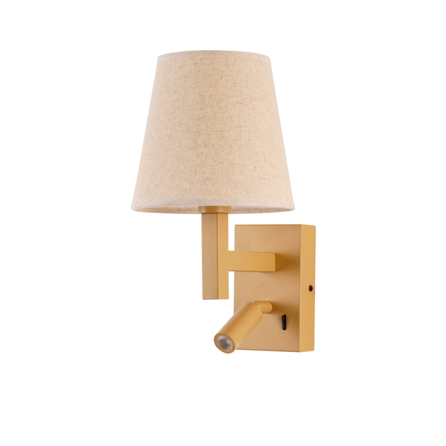 Brilagi - LED-seinävalaisin DEYA 1xE14/40W/230V + LED/3W pellava/kulta