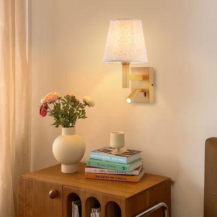 Brilagi - LED-seinävalaisin DEYA 1xE14/40W/230V + LED/3W pellava/kulta