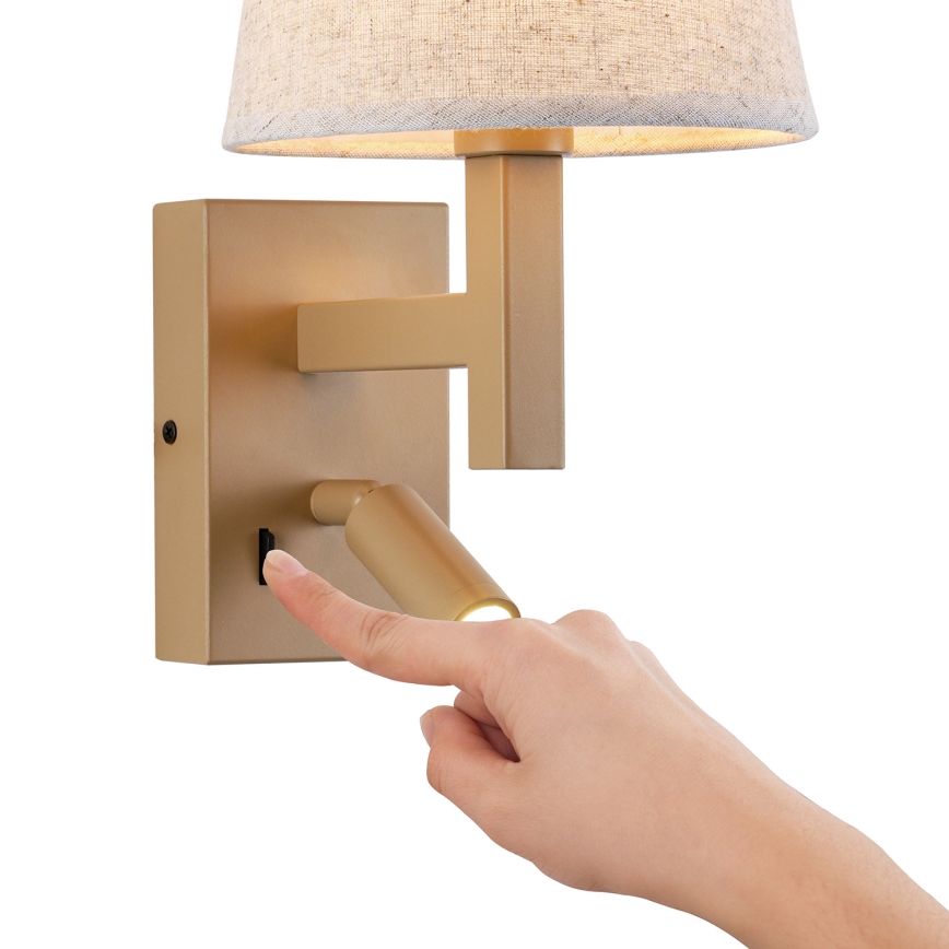 Brilagi - LED-seinävalaisin DEYA 1xE14/40W/230V + LED/3W pellava/kulta