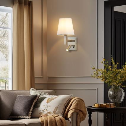 Brilagi - LED-seinävalaisin DEYA 1xE14/40W/230V + LED/3W valkoinen/mattakromi