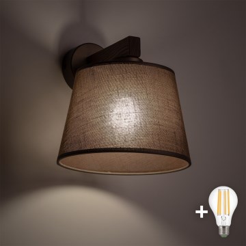 BRILAGI - LED-seinävalaisin LATTE 1xE27/15W/230V mänty/ruskea