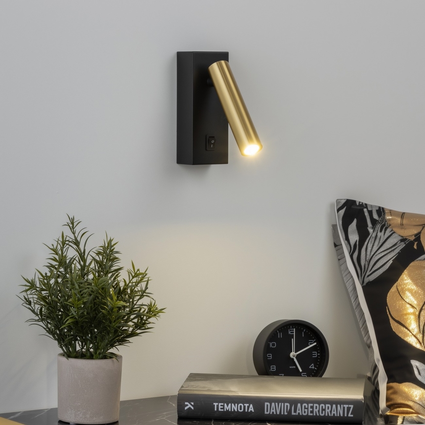 Brilagi - LED-seinävalaisin MAYA LED/3W/230V 4000K musta/kulta