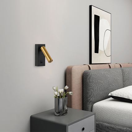 Brilagi - LED-seinävalaisin MAYA LED/3W/230V 4000K musta/kulta