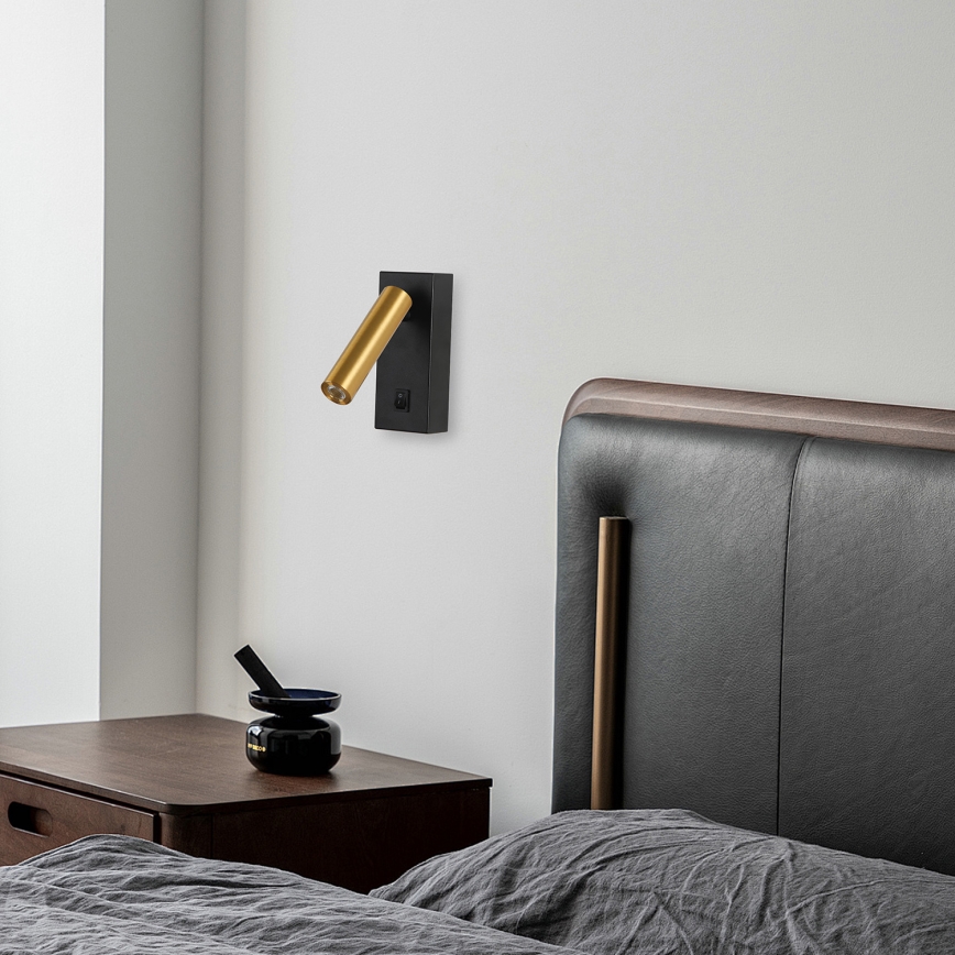 Brilagi - LED-seinävalaisin MAYA LED/3W/230V 4000K musta/kulta