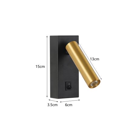 Brilagi - LED-seinävalaisin MAYA LED/3W/230V 4000K musta/kulta