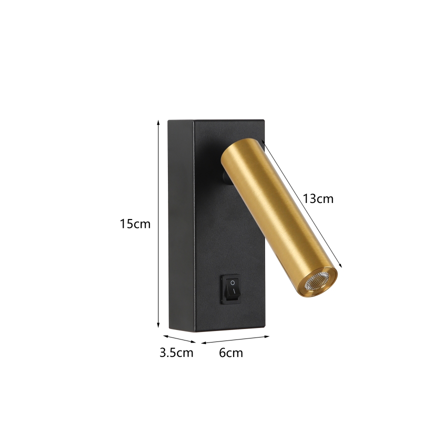 Brilagi - LED-seinävalaisin MAYA LED/3W/230V 4000K musta/kulta